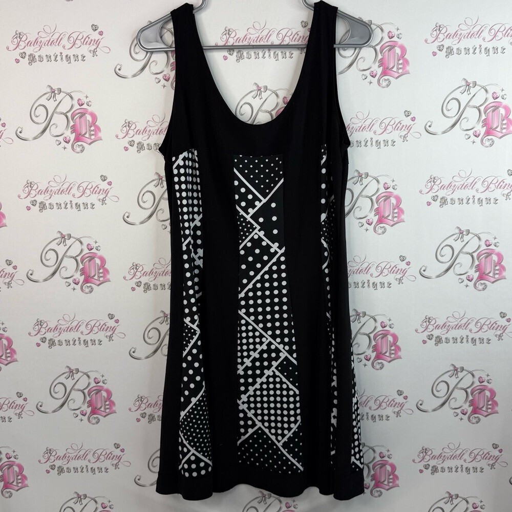 New woman design dress mini polka dot vintage Black and White Geometric Dress